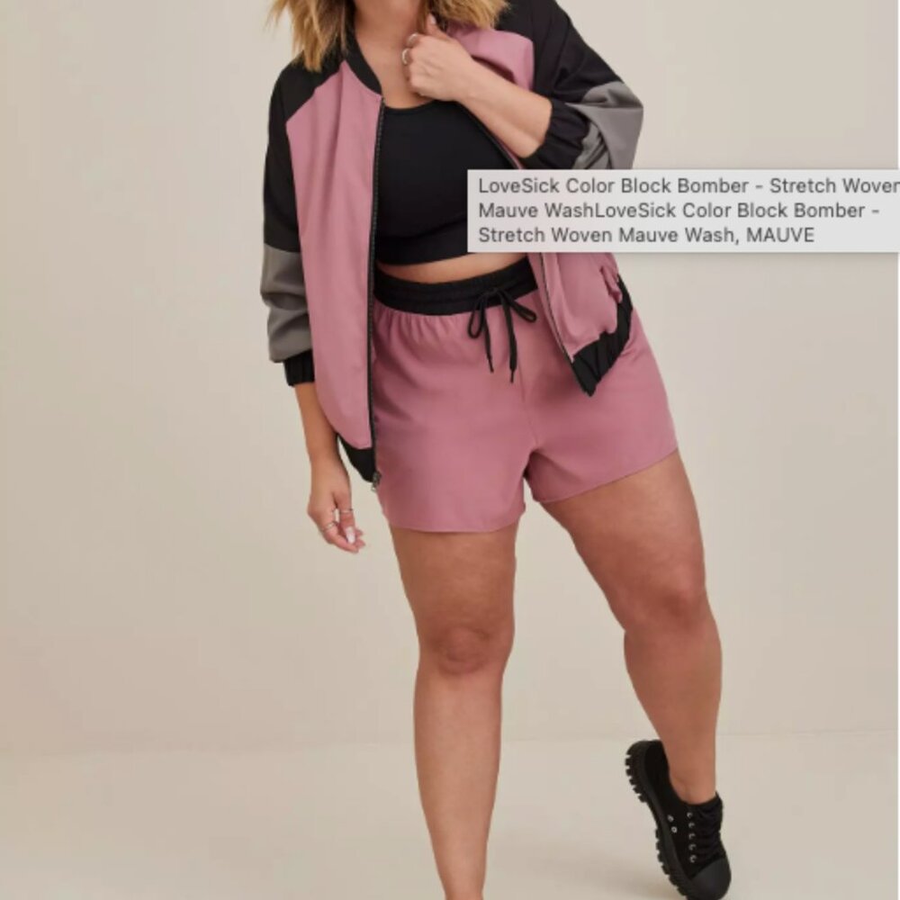 Mauve Color Block Bomber Jacket And Shorts - image 6